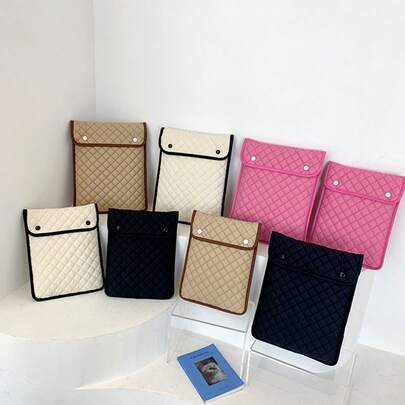 YOONI 绗缝刺绣纽扣笔记本电脑保护套，适用于 10-11 英寸平板电脑和 13-13.9 英寸笔记本电脑，多尺寸轻便防震内袋，简约办公保护套