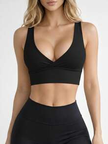 Women's Cropped Top In Spandex With Padded Cups, Sweetheart Neckline, Fashionable, Versatile, Blogger-Friendly, Comfortable. - Negro - Ver 1