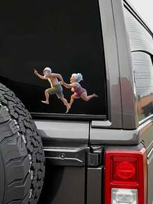1pc Funny Dancing Elderly Couple PVC Sticker, Waterproof Vinyl Decal For Car/Motorcycle/Truck/Laptop, Scratch-Resistant Cover And Decoration, Bumper/Toilet/Wall Adhesive - one-size - View 8