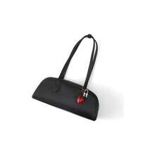 Shoulder Bag With Heart And Lock Charm – Elegant Mini Top Handle Purse For Women, Structured Handbag - màu đen - Xem 6