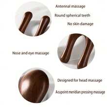 檀香木面部按摩工具，木质穴位按摩提拉下巴工具，头皮梳，面部护理按摩器，头部和眼部放松按摩疗法工具 - 查看 7