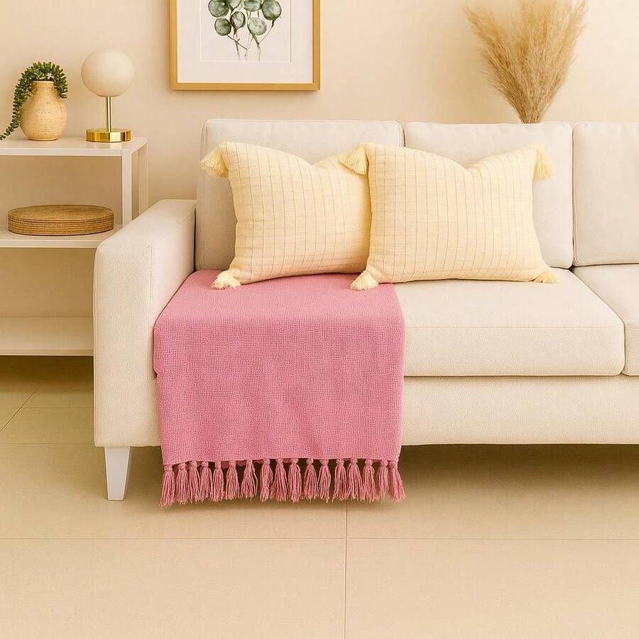 Handmade Decorative Sofa Throw Blanket, XGG Giant Size, Protective Cotton - Cama individual rosa bebé 1,40 x 2,30 - Ver 1