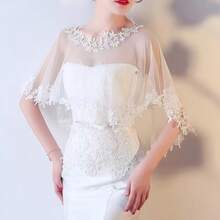1pc Women's New Wedding Accessory Lace Shawl Cape Poncho - White - View 1