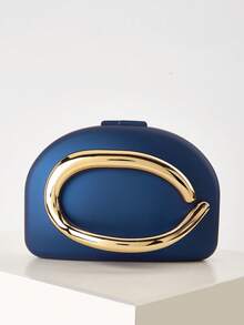 复古金属装饰手拿包，新款酒红色新娘婚礼派对手提包，女士链条单肩斜挎包，适合青少年女孩、大学生、职场新人及白领人士，完美适用于办公室、大学、工作、商务、通勤、户外活动、旅行、郊游、派对、婚礼、舞会、晚宴等场合。 - 寶藍色 - 查看 2