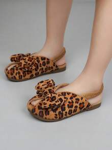 1 Pair Girls' Flat Slippers, 2026 New Fashion Bow Floral Open Toe Suede Princess Sandals - Khaki - View 5