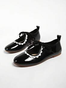 Giày bệt nữ kiểu dáng mới, viền ren, màu trơn, kiểu dáng cổ điển, thoải mái khi mang hàng ngày, thích hợp cho hoạt động ngoài trời, công sở, phối cùng áo khoác và vest. - màu đen - Xem 2