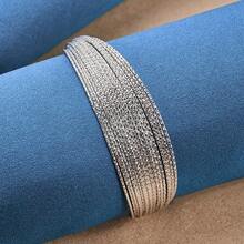 Elegant 925 Silver Plated Multiline Baby's Breath Star Bangles Fashion Adjustable Opening Design Bracelets Bangle For Women Girl Everyday Wear Holidays Gifts - Silver - View 2