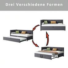Divano multifunzionale a L con letto 90/180*200cm, Polsterbett in Samtstoff, platzsparendes Design für Kinderbett, Gästebett Grau - Grigio + Imbottito + 90cm*200cm - Visualizzare 2