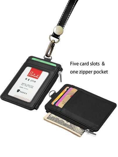 Life-Mate 真皮钱包，带拉链口袋、多卡位和透明窗口，适合上班族、教师、学生、快递员、工人等。采用 PU 皮革制成，可用作证件套、驾驶证套、卡套、名片套、信用卡套、教师挂绳证件套、男士钱包、迷你钱包、卡包。