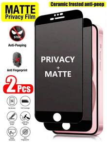 2 Packs - Matte Privacy Screen Protector, Compatible With IPhone 17 Pro Max [6.9-Inch], Privacy, Anti-Glare, Anti-Fingerprint, Compatible With Phone Cases, Soft Film, Non-Glass Material, Easy To Install, Bubble-Free, Perfect Fit, Compatible With IPhone 17 Pro Max/17 Pro/17 Air/16/15/14 Plus/13 Mini/12/11 Series - Black - View 13