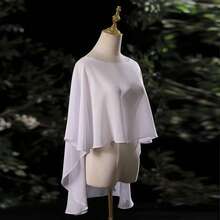 Khăn choàng lưới màu trơn kiểu dáng thường ngày, ngắn phía trước, dài phía sau. - trắng - Xem 2