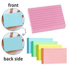 50张3英寸×5英寸粉色横格索引卡片，大学学习闪卡，适用于学校、大学、办公室和家庭收纳整理，耐用学习待办事项清单备忘录卡片，带网格线 - 彩色 - 查看 3