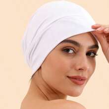 1pc Elegant Polyester Striped Underscarf Hijab Cap, Suitable For All Seasons - Black - View 4