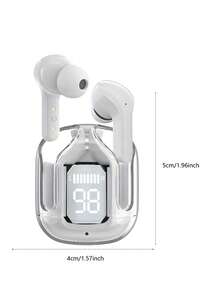 New Transparent Touchscreen Low Latency TWS Wireless Earbuds, TYP-C Charging, Bluetooth 5.3 Semi-In-Ear Wireless Sports Earphones With Super Long Battery Life - White - View 8