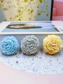 1pc Round Bottom Peony Flower Silicone Candle Mold - A-White - View 3