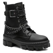 Women's Black Western Boots With Chains, Comfortable, Lightweight, Rock Style, Casual, Biker Style - 黑色 - 查看 3