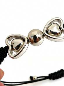 New Silver Heart Woven Bracelet Accessory - Silver - View 5