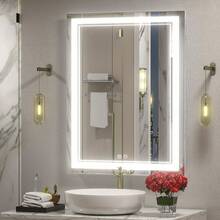ShangPuYun Premium LED Bathroom Mirror With Lights|Anti-Fog,Touch-Sensitive Dimmer,Dimmable Wall-Mounted Vanity Mirrors ,High Definition Makeup Mirrors,Size 24*16in,Room Decor,Bathroom Decor And Accessories - 美規A型插(110-127V) - 查看 5