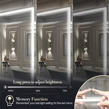 ShangPuYun Premium LED Bathroom Mirror With Lights|Anti-Fog,Touch-Sensitive Dimmer,Dimmable Wall-Mounted Vanity Mirrors ,High Definition Makeup Mirrors,Size 24*16in,Room Decor,Bathroom Decor And Accessories - 美規A型插(110-127V) - 查看 4