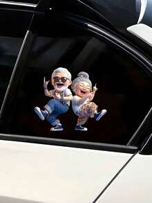 1pc Funny Dancing Elderly Couple PVC Sticker, Waterproof Vinyl Decal For Car/Motorcycle/Truck/Laptop, Scratch-Resistant Cover And Decoration, Bumper/Toilet/Wall Adhesive - one-size - View 4
