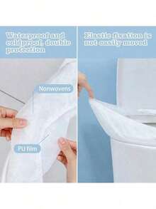 50pcs Disposable Waterproof Non-Woven Toilet Seat Cover, Portable Individually Wrapped Hygienic Toilet Pad, Travel Essentials For Hotel Hospital Public Restroom, Clean Toilet Seat Mat For Home Office Outdoor Use - Multicolor - View 6