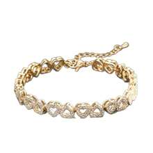 1 Piece New High-End Luxury Bracelet, Super Shiny, Full Of Diamonds, Heart-Shaped Spliced, European And American Style, Fashionable Adjustable Accessory For Women - 金色 - 查看 5
