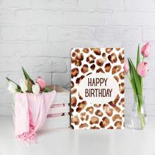 1pc Birthday Card With Leopard Print With Envelope - Cute Greeting Card "Happy Birthday" In Watercolour Look For Men And Women - Birthday Gift Card - View 6