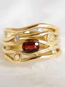 1枚奢华立方氧化锆戒指，女士婚礼订婚派对珠宝，情人节礼物 - 1# - 查看 18