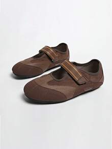 Women's New Buckle Slip-On Solid Color Classic Casual Outdoor Office Outfit Matching Coat Professional Comfortable Flat Sports Shoes,Ballet Flats - Brown - View 2