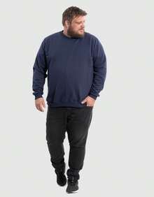 BENSMAT Men's Plus Size Crew Neck Sweatshirt, Round Neck, Cold Weather, Large Sizes G1 G2 G3 G4 - Navy Blue - View 4