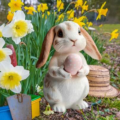 DC11029 Creative Garden Rabbit & Egg 2D Acrylic Garden Decor Stakes, Easter Atmosphere Decoration Props