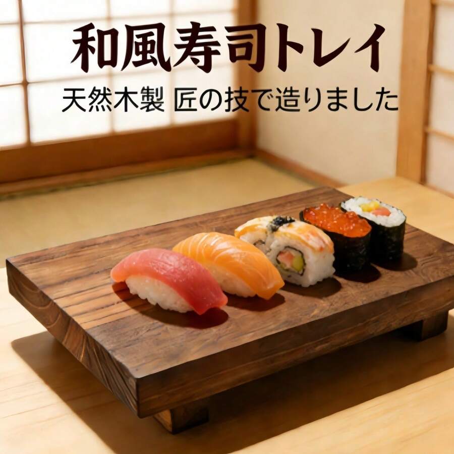 Stool-Shaped Sushi Tray, Japanese-Style Tray, Solid Wood Tray, Sushi Restaurant Tray, Minimalist Tray, Photography Prop - View 1
