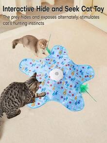 1 pieza Juguete interactivo recargable para gatos, varita con cebo oculto activada por tacto, juguete de ejercicio para gatos adultos aburridos en interiores, juguete interactivo de escondite para mascotas - Azul - Ver 3