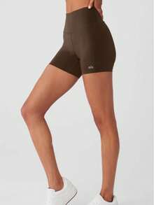 Alo Yoga Alo Airlift Short Casual Gym Sports & Work Out Shorts Yoga Pilates - Coffee Brown - View 3