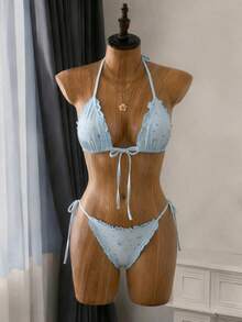 New Women's Elegant Ditsy Floral Swimwear Set, Suitable For Beach, Date, Party In Spring/Summer Vacation - Multicolor - View 3