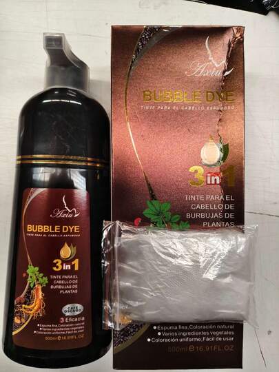 Champú 500ml Color negro para Hombres y Muieres, Champú ColorArgán 3 en 1,cobertura semipermanente de canas