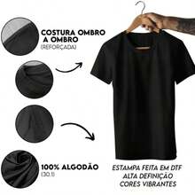 Camiseta 100% Algodão Nossa Senhora Aparecida Camisa Estampa Religiosa Católica Maria - Azul Marinho - Visão 3