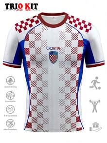 2026 World Cup Croatia Football Jersey - Unisex & Youth Series. Includes Professional "Checkered Army" Match Jersey, Comfortable Crew Neck T-Shirt, And Outdoor Sportswear. Ideal For Supporting The National Team, Training, And Daily Exercise. A Great Gift For Fans Or Personal Wear. White Spring - White - View 2