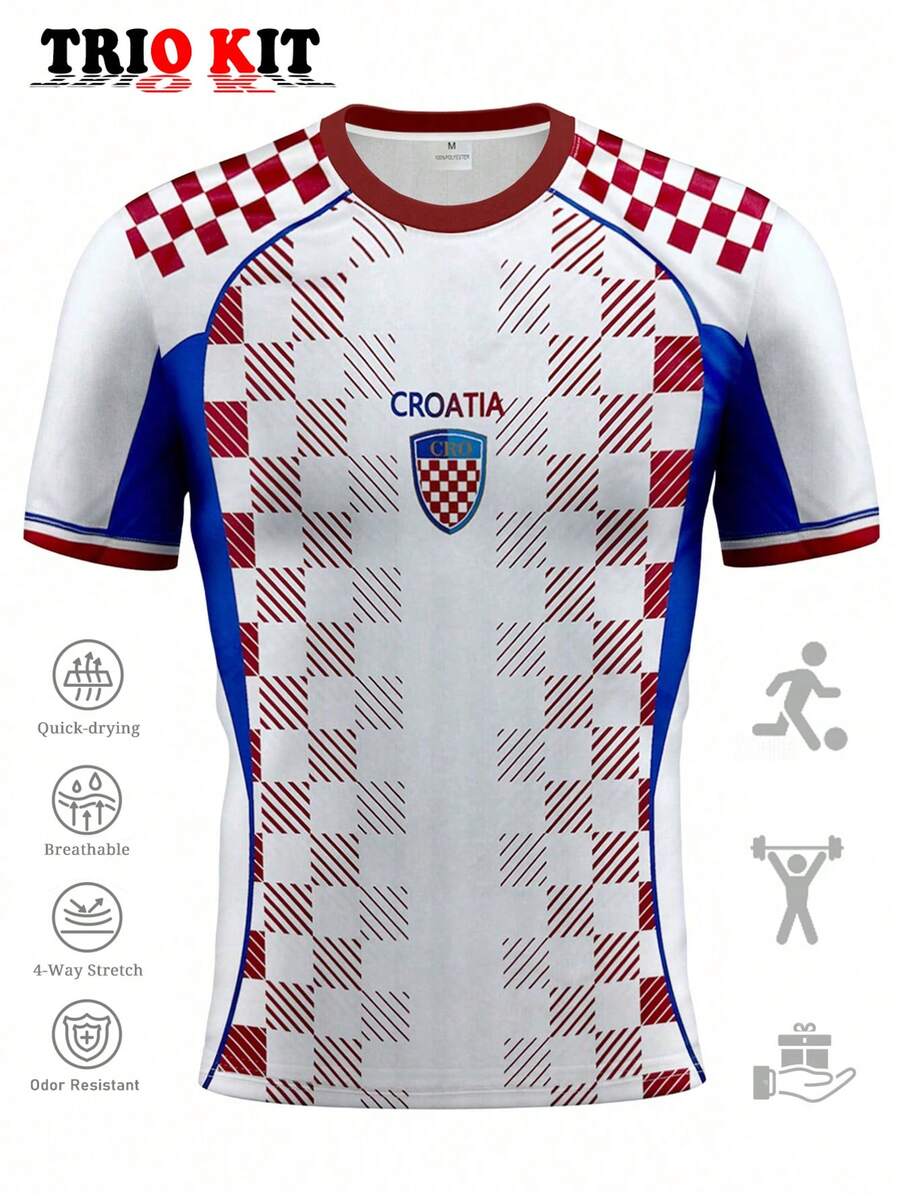 2026年克罗地亚世界杯足球队球衣 - 男女通用及青少年系列。包含专业“格纹军装”比赛球衣、舒适圆领T恤和户外运动服。是支持国家队、训练和日常锻炼的理想之选。送给球迷或自己穿着的绝佳礼物。白色春季