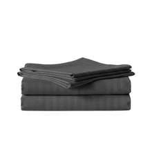 Queen Size Striped Sheet Set, Solid Color, 2600 Thread Count Microfiber, Comfortable And Soft - Gris Oxford - View 2