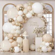 117pcs Gold Balloon Arch Kit, Includes Nude, Beige, White And Gold Balloons, Suitable For Birthday Party, Baby Shower, Engagement Party, Bridal Shower, Wedding Decoration And Anniversary Celebration - View 1