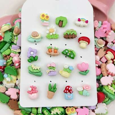 20/50 st blandade mini-gräsblommor, platt baksida, scrapbooking, örhängen, håraccessoarer, skoklämmor, diverse gör-det-själv-pyssel i harts