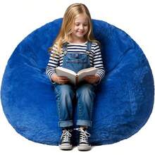 WLIVE 2 Pcs Bean Bag Chair, Inflatable Comfy Chair For Adults Kids Suit For Dorm Gaming Room, Black - Navy Blue - View 8
