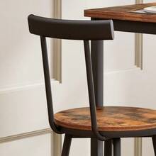 Bar Table And Stool Set, Dining Table With Two Chairs With Footrests, Metal Frame, Industrial Style Bar Table Set, Suitable For Dining Rooms, Living Rooms, Etc., Rustic Brown Finish, 60cm * 60cm * 90cm - Country Brown - View 4