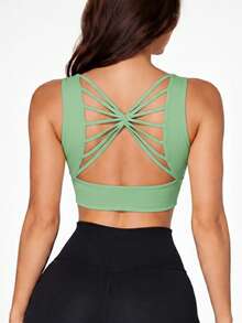 Women's Cropped Top In Spandex With Padded Cups, Sweetheart Neckline, Fashionable, Versatile, Blogger-Friendly, Comfortable. - 嬰兒綠 - 查看 3