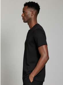 Men's Henley Short Sleeve Slim Fit Mandarin Collar T-Shirt - màu đen - Xem 3