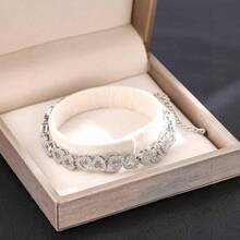 1 Piece New High-End Luxury Bracelet, Super Shiny, Full Of Diamonds, Heart-Shaped Spliced, European And American Style, Fashionable Adjustable Accessory For Women - 金色 - 查看 7