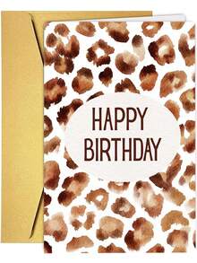1pc Birthday Card With Leopard Print With Envelope - Cute Greeting Card "Happy Birthday" In Watercolour Look For Men And Women - Birthday Gift Card - View 4