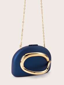 复古金属装饰手拿包，新款酒红色新娘婚礼派对手提包，女士链条单肩斜挎包，适合青少年女孩、大学生、职场新人及白领人士，完美适用于办公室、大学、工作、商务、通勤、户外活动、旅行、郊游、派对、婚礼、舞会、晚宴等场合。 - 寶藍色 - 查看 4