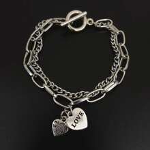 Nueva llegada Pulsera de doble capa de estilo hip hop para hombres, diseño versátil - Plateado - Ver 8